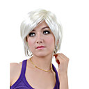 Capless Chin Length Synthetic White Straight Hair Wig