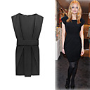 SUPER MODEL LILY Style / Pleated Short Sleeves Round Neckline Dress / Women's Dresses (FF-1802BE028-0736)