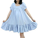 Cotton / Ruffles Hem Short Puffs Sleeves Round Neckline Dress / Women's Maternity Wear (FF-1802BF011-0736)
