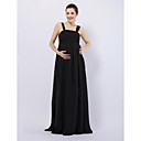 Sheath/ Column Straps Floor-length Chiffon Over Elastic satin Maternity Bridesmaid Dress