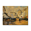 Handmade Exterior of Saint Lazare Station,Sunlight Effect painting by Claude Monet Stretched Ready to Hang(0192-YCF103445)
