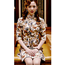 Mantel / Spalte Stehkragen Halbarm knielangen Baumwoll cheongsam / Qipao / chinesisches Kleid (hgqp299)