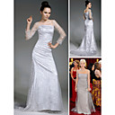 Helen Mirren Sheath/ Column Square Neckline Sweep/ Brush Train Sequined Fabric Oscar/ Evening Dress (FSM0648)