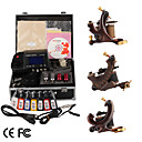 damas de première qualité fabriqués à la main tatouage 3 machines kit avec alimentation supérieure conduit (ly094)