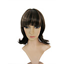 Capless gemiddelde lengte van hoge kwaliteit kunststof donkere koffie met bruine steil haar pruiken 0988-9037 4-27