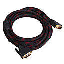 Gold Plated DVI 24+1 M-M Shielded Connection Cable (5M-Length)