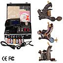 Top-Qualität Damaskus Hand-, die 3 Tattoo-Maschinen-Kit mit überlegener führte Stromversorgung (ly154)