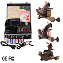 Top-Qualität Damaskus Hand-, die 3 Tattoo-Maschinen-Kit mit überlegener führte Stromversorgung (ly152)