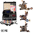 Top-Qualität Damaskus Hand-, die 3 Tattoo-Maschinen-Kit mit überlegener führte Stromversorgung (ly166)