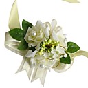 Elegant Yellow-white Silk Rose With Chiffon Decoration Wedding/ Bridal Wrist Flower