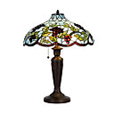 2-Light Blue Ceramic Pattern Grape Tree Tiffany Table Lamp (0923-XCDS016)