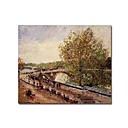 Stretched Handmade The Pont Royal-Grey Weather,Afternoon Painting  by Camille Pissarro (0192-YCF103941)