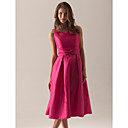 A-line Square Tea-length Taffeta Bridesmaid/ Wedding Party Dress