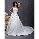 A-line Chapel Train Satin Wedding Dress