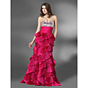 A-line Sweetheart Floor-length Taffeta Sequined Evening Dress