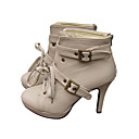 PU Leather Upper High Heels Short Boot With Strap Fashion Shoe (1131-0985-2)