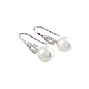 Beautiful Platinum Plated CZ Cubic Zirconia And Imitation Pearls Earrings (0801-01030-01)