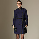 verwijderbare double-breasted stand kraag lange mouwen jas / dames bovenkleding (ff-f-bl0736002)
