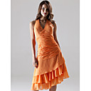 A-line Halter Asymmetrical Chiffon Bridesmaid/ Wedding Party Dress