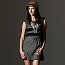 Lace Design Short Sleeves Pleated Design Dress / Women's Dresses (FF-A-BL0996007)