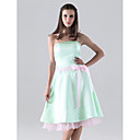 A-line Strapless Knee-length Satin Organza Bridesmaid/ Homecoming Dress