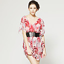 Abstract Printed Patterns Round Neckline Blouse / Women's Blousses (FF-H-CA1285002)