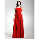 Straps Floor-length Chiffon Stretch Satin Bridesmaid Dress