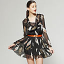 Printed Design Long Sleeves Layered Hem Dress / Women's Dresses (FF-D-CA1271002)