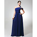 Sheath/Column One Shoulder Floor-length Chiffon Bridesmaid Dress