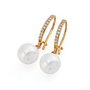 Beautiful CZ/Imitation Pearls And Brass With 18K Gold Plated Earrings(0801-HY01214-05-10mm)