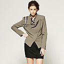 Badges Stand Collar Diagonal Zipper Blazer / Women's Outerwears (FF-D-CA1291002)
