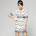 Sequins Half Sleeves Round Neckline Knit Dress / Women's Dress (White) (FF-A-BA0996021)