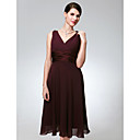 Clearance!A-line V-neck Sleeveless Knee-length Chiffon Bridesmaid/ Wedding Party Dress