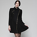 Diagonal Zipper Design Long Sleeves Trench Coat / Women's Outerwears (FF-H-CA0853001)