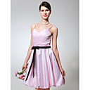A-line Spaghetti Straps Knee-length Satin Bridesmaid/Cocktail Dress