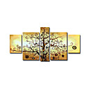 Hand-painted Abstract Oil Painting with Stretched Frame - Set of 5