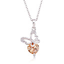 Platinum Plated Silver Butterfly Pendent With Cubic Zirconia