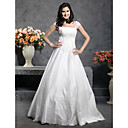 Princess Floor-length Satin Wedding Dress With Beaded Appliques