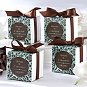Chocolate & Turquoise Damask Favor Box (Set of 12)