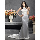 Trumpet/Mermaid Halter Sleeveless Court Train Satin Wedding Dress