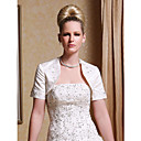 Short Sleeves Satin With Appliques/ Beading Bridal Jacket/ Wedding Wrap