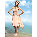 A-line Strapless Asymmetrical Chiffon Elastic Woven Satin Cocktail Dress