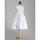 A-line Princess Scoop Knee-length Satin Flower Girl Dress