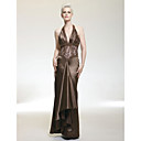 Sheath/Column Halter Floor-length Lace Evening Dress