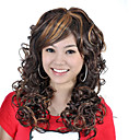 Capless Long High Quality Synthetic Dark Brown With Golden Brown Curly Hair Wig