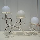 3 licht zilver kandelaars met kristal hanger