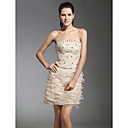 Sheath/Column Strapless Short/Mini  Satin Lace Cocktail Dress