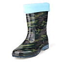 Rubber Upper Flat Heel Kids Mid-calf Rain Boots With Camouflage Outdoor Shoes