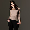 TS Rabbit Hair Decorated Long Sleeves Round Neckline Sweater