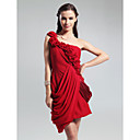  Sheath/ Column One Shoulder Short/ Mini Side-Draped Chiffon Cocktail Dress
